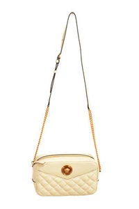 Versace Mujer Beige Acolchado Cuero Mediano Bolso Bandolera Bolso de Hombro - Imagen 1 de 8