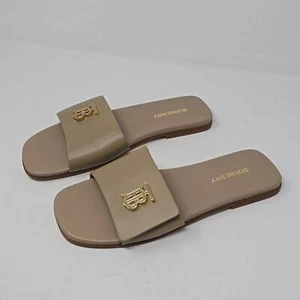 Burberry Sloane Beige Leather Slip On Sandals 6.5 - Picture 1 of 7