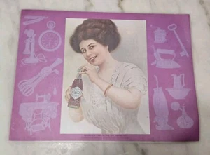 VTG COCA-COLA AD Calendar Girl PRETTY GIRL PLASTIC COATED PLACEMAT, Vintage  - Picture 1 of 9