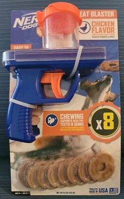 Nerf Dog Treat Blaster Gun + 8 Discs Chicken Flavor - New Sealed - Image 1 of 2