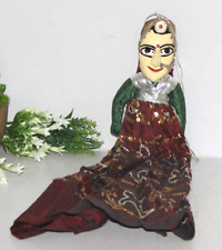Rajasthani Vintage Hand Crafted Wooden Head & Cloth Woman Puppet Toy 9068