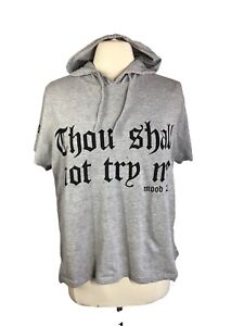 On Fire Woman's PLUS Cropped Hoodie Top  Gray "Thou Shalt Not Try Me"