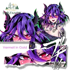 EARLFAMILY 5.1” Ahegao Vermeil Fanart Car Sticker Anime Vermeil In Gold RV Decal - Picture 1 of 13
