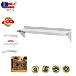 Stainless Steel Wall Mount Shelf: Modern 48" x 12" for Kitchen & Utility Rooms - Picture 1 of 11