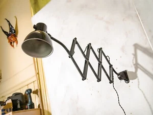 Antique Scissors Lamp by HALA ZEIST 1930s Wall Mounted Harmonica light RARE - Picture 1 of 13