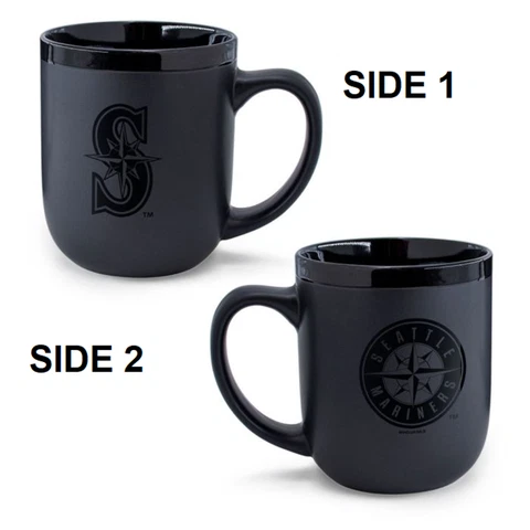 Seattle Mariners 17oz Matte Black Coffee Mug [NEW] MLB Tea Cup Hot Tumbler Cover