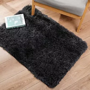 Small Black Throw Rugs for Bedroom Living Room, 2X3 Mini Area Rug, Non Slip Fluf - Picture 1 of 1