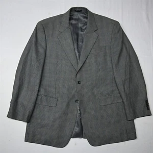 IZOD 42R Blue Gray Houndstooth Plaid Silk Wool Mens Blazer Sport Coat Jacket - Picture 1 of 12