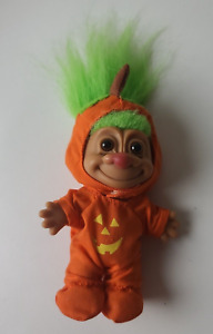 Costume citrouille vintage poupée troll russe Halloween tenue citrouille 5 pouces cheveux verts