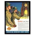 Propaganda War Wwi Canada Women Army Corps Christmas Church 12X16 Framed Print