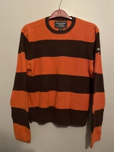 Abercrombie & Fitch Women’s Orange & Brown Striped Crop Sweater Size L (E10) - Picture 1 of 5
