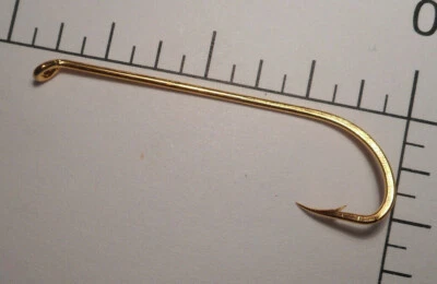 100 MUSTAD HOOKS#2 LONG SHANK Fly Tying/ RIG MAKING GOLDPLATED BULK NORWAY 92614 - Image 1 of 3