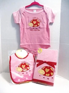 Stephen Joseph 3Pc Set Lady Bug Romper St. Louis Zoo 6-12 M +Burp Cloth+Bib NIP - Picture 1 of 5