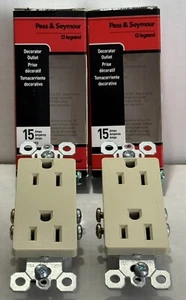 Lot Of 2 New In Box Pass & Seymour 15A, 3W, 125V Ivory Decorator Outlets - Picture 1 of 10