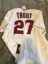 MIKE TROUT Anaheim Los Angeles ANGELS Baseball Sewn NIKE Jersey LARGE White NEW