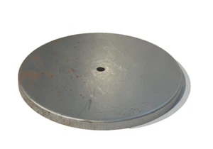 NEW-OLD STOCK ~5" Dia STEEL STAMPED CHECK PLATE OR CAP (CTR HOLE 5/16" DIA.) - Picture 1 of 7