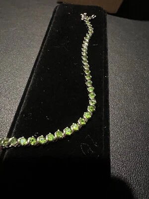 "Juego de pulsera de tenis de diopsido en 925 de 7""" Foto 1 de 3