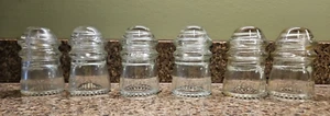 Hemingray No 9 Clear Glass Insulators Lot Of 6 Vintage Made in USA - Picture 1 of 15