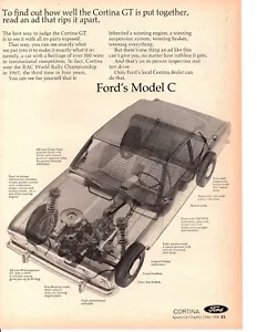 Ford Modelo C Cortina GT 1968 ~ anuncio impreso original vintage - Imagen 1 de 1
