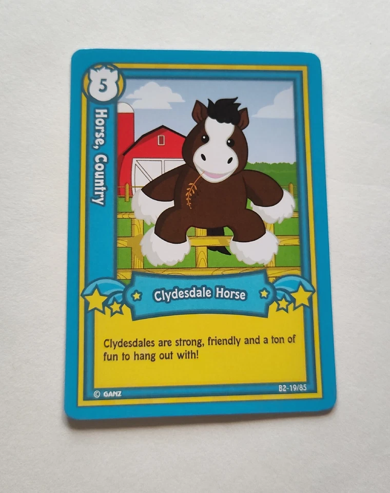 Webkinz Trading Card Series 2 Game Horse, Country Clydesdale Horse B2-19/85 - Image 1 of 2