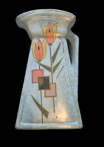 Art Deco Vase English Art Pottery 1930s Mottled Blue with Tullip Decoration - Picture 1 of 8