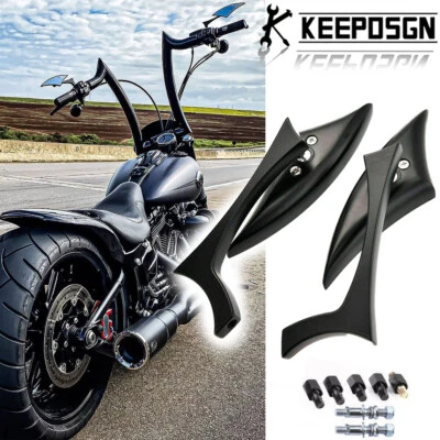 Espejos retrovisores negros para Harley Touring Cruiser Chopper Softail Dyna Foto 1 de 4