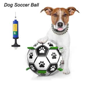 Dog Ball Interactive Soccer Toy Pet Football with Grab Tabs Tug Water Outdoor - Picture 1 of 15