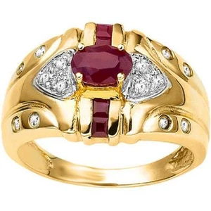 0,95 ctw NATÜRLICHER DIAMANT & RUBIN RING, SCHÖNE RUBINE, PRINZESSIN & OVAL Größe 7 - Bild 1 von 11