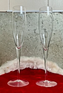 Vintage große moderne Sektflöten 2er Set Klarglas 11 1/4" modern Exc - Bild 1 von 8