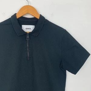 Superdry x Idris Elba 1/4 Zip Polo Shirt Medium Black Short Sleeve T-Shirt Top - Picture 1 of 12