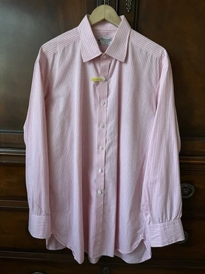 Camisa de Vestir Turnbull & Asser “The Classic” Algodón Rosa y Blanco 16/46 Usada en Excelente Condición Foto 1 de 4