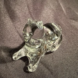 Clear glass/ Art Crystal Laying Kitty Cat Figurine Paperweight Handmade - Picture 1 of 10