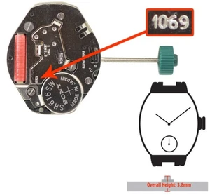 Harley 1069 Watch Movement CHROME Plate Version with Small Sweep at 6pm - Picture 1 of 1