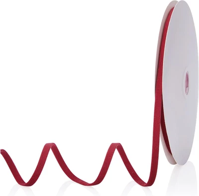 Cinta de terciopelo rojo 1/4 pulgada, 20 yardas - ideal para manualidades, envoltura de regalos y decoración Foto 1 de 4