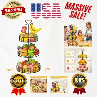 Maximize Space with Stylish 3-Tier Kitchen Fruit Organizer and Vegetable Holder - Image 1 of 4