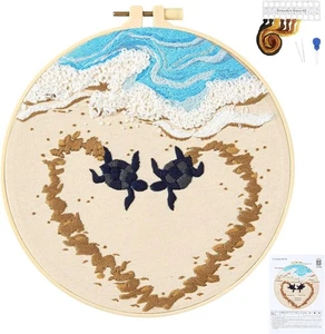 Beach Embroidery Kits for Beginners Adults, Coastal Stamped Cross Stitch Kits... - Picture 1 of 5