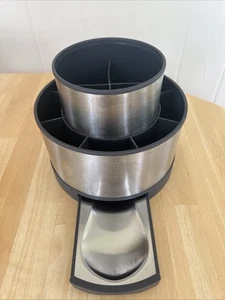 Pampered Chef EDELSTAHL DREHBARER UTENSILIENHALTER Aufbewahrung mit Löffelablage - Bild 1 von 4