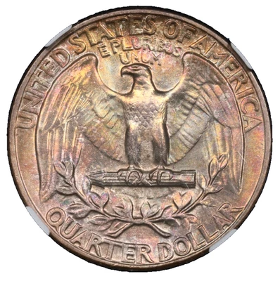 1947 Washington Silver Quarter NGC MS-66 End Roll Toned Album Toning Toner - Image 1 of 4