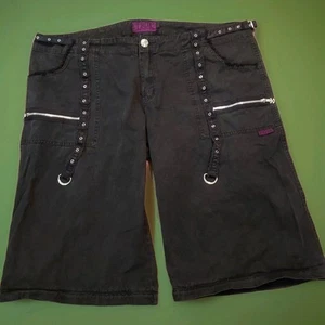 Vtg Ladies Tripp NYC Plus Size 24 Goth Punk Shorts Distressed Ribbon Detail - Picture 1 of 15