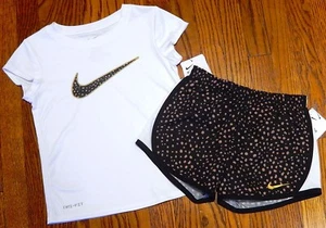 NIKE SPORT AUTHENTIC TODDLERS GIRLS ORIGINAL BRAND NEW 2Pc SHORTS SET Sz 6X, NWT - Picture 1 of 3