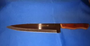 Cuchillo Chef's 9" Maxam Acero Inoxidable Mango Madera Remachado Tanga Completo Usado - Imagen 1 de 9
