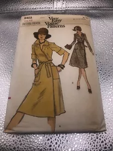 Vogue 9403 Wrapped A-line Dress Pockets size 12 Very Easy Sewing Pattern Cut - Picture 1 of 3