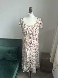 Fenn Wright Manson silk midi dress Pale Peach/ Pink Polka Dot Size UK 12 - Picture 1 of 13