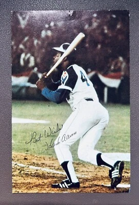 1974 Hank Aaron Team Issued Atlanta Braves 715th Home Run Postcard 3.5 x 5.5 - Image 1 of 2