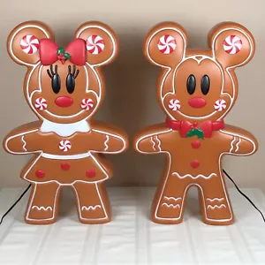 2023 Disney Lebkuchen Mickey & Minnie Mouse Gemmy beleuchtete Blasform Paar 22 Zoll - Bild 1 von 7
