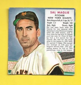 1952 Red Man Sal Maglie NL #14 New York Giants G/VG No Tab FREE SHIPPING - Picture 1 of 2