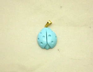 Ciondolo in argento 925 placcato oro giallo e pasta di turchese - coccinella - Foto 1 di 1