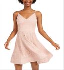 My Michele Women's Strap V Neck Short Fit Flare Dress Pink Size 5