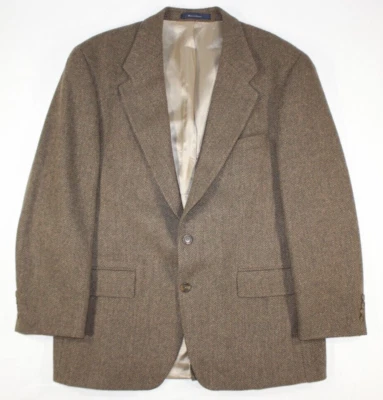 Vintage Chaps Ralph Lauren Blazer Men's 42 R Wool Tweed Jacket Herringbone Brown - Image 1 of 4