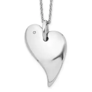 Sterling Silver Rhodium-plated White Ice .01ct. 18" Diamond Heart Necklace - Picture 1 of 3